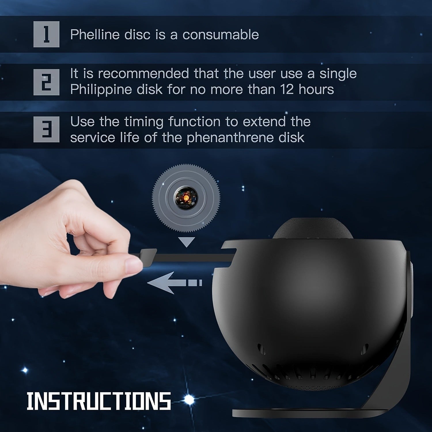 Sternenhimmel-Projektor, 360° drehbar für Schlafzimmer und Bett – Detailansicht 12