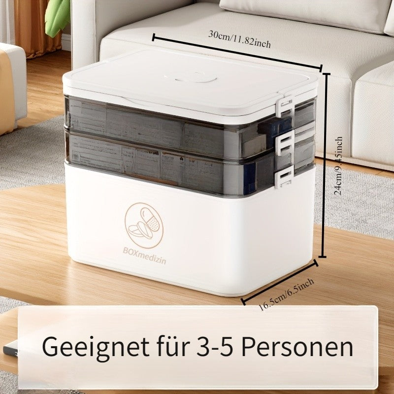 stöckige stapelbare Familien-Medizinbox, Grau zwei Schichten für Reisen und Camping – Detailansicht 13