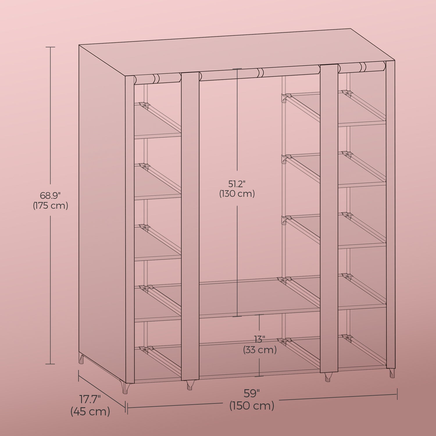 Stoffschrank, Maulwurf für Schlafzimmer und Bett – Detailansicht 4