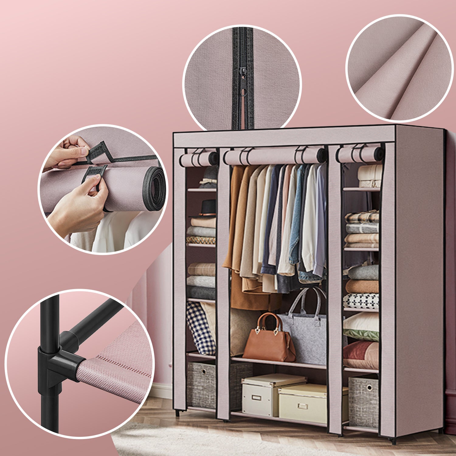 Stoffschrank, Maulwurf für Schlafzimmer und Bett – Detailansicht 9