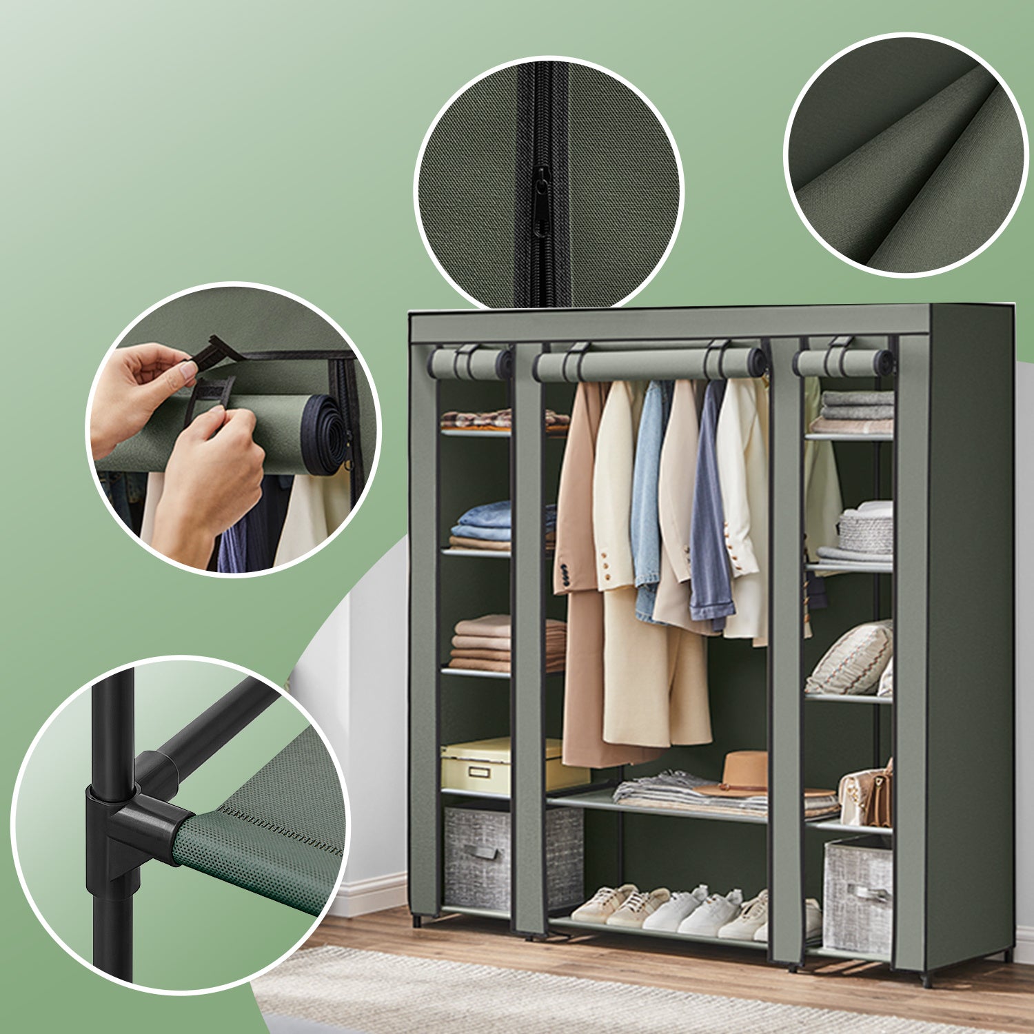 Stoffschrank, Maulwurf für Schlafzimmer und Bett – Detailansicht 17