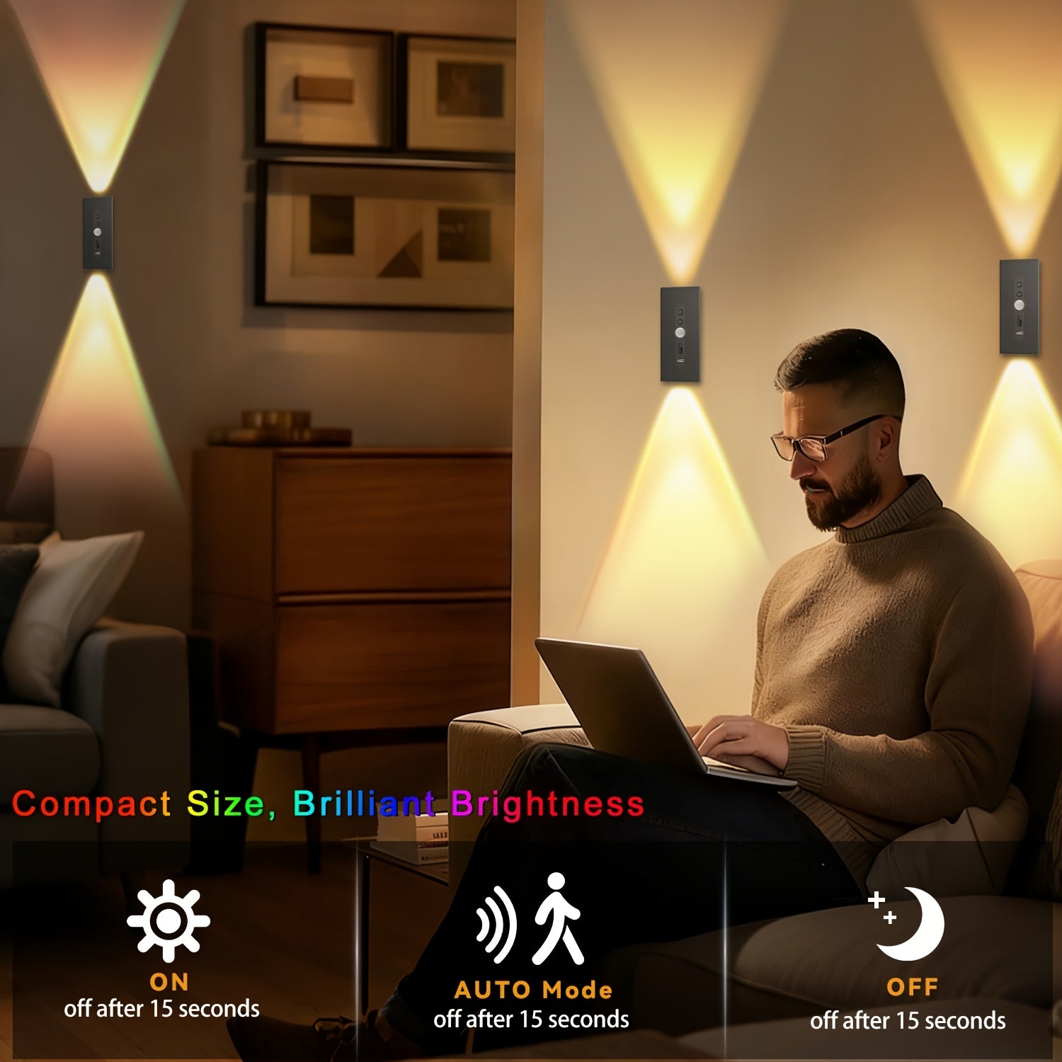 Stück Magnetische LED Bewegungsmelder, LED-Beleuchtung für Küche und Essbereich – Detailansicht 2