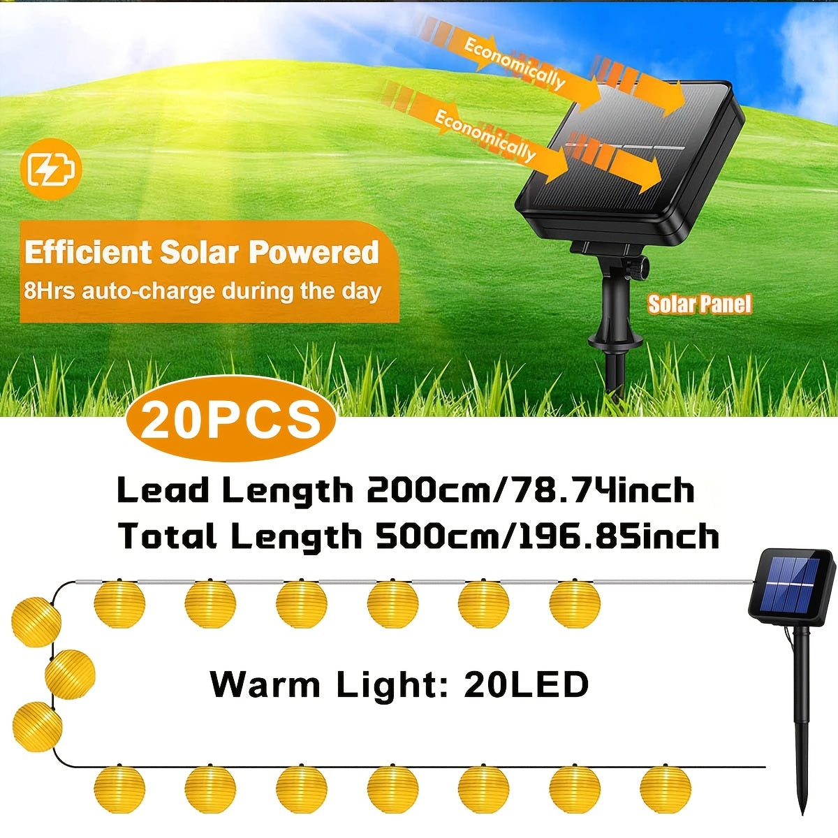 Stück Warmweiße LED Solarleuchten, LED-Beleuchtung für Garten und Terrasse – Detailansicht 7