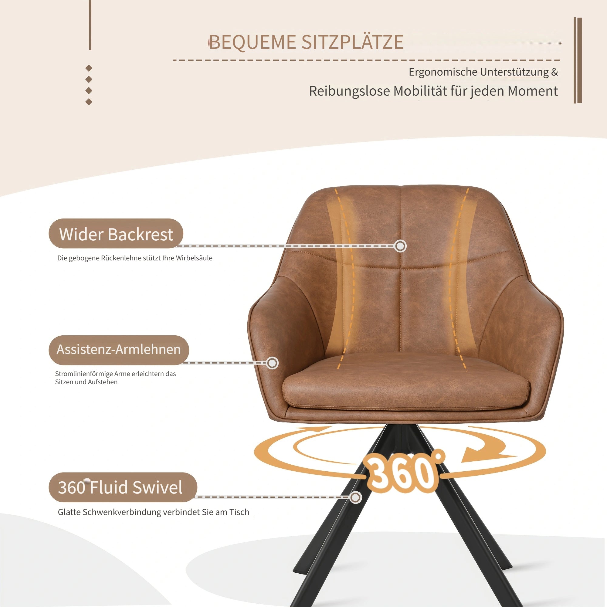 Stuhl, 360° drehbar für Wohnen und Sitzen – Detailansicht 3