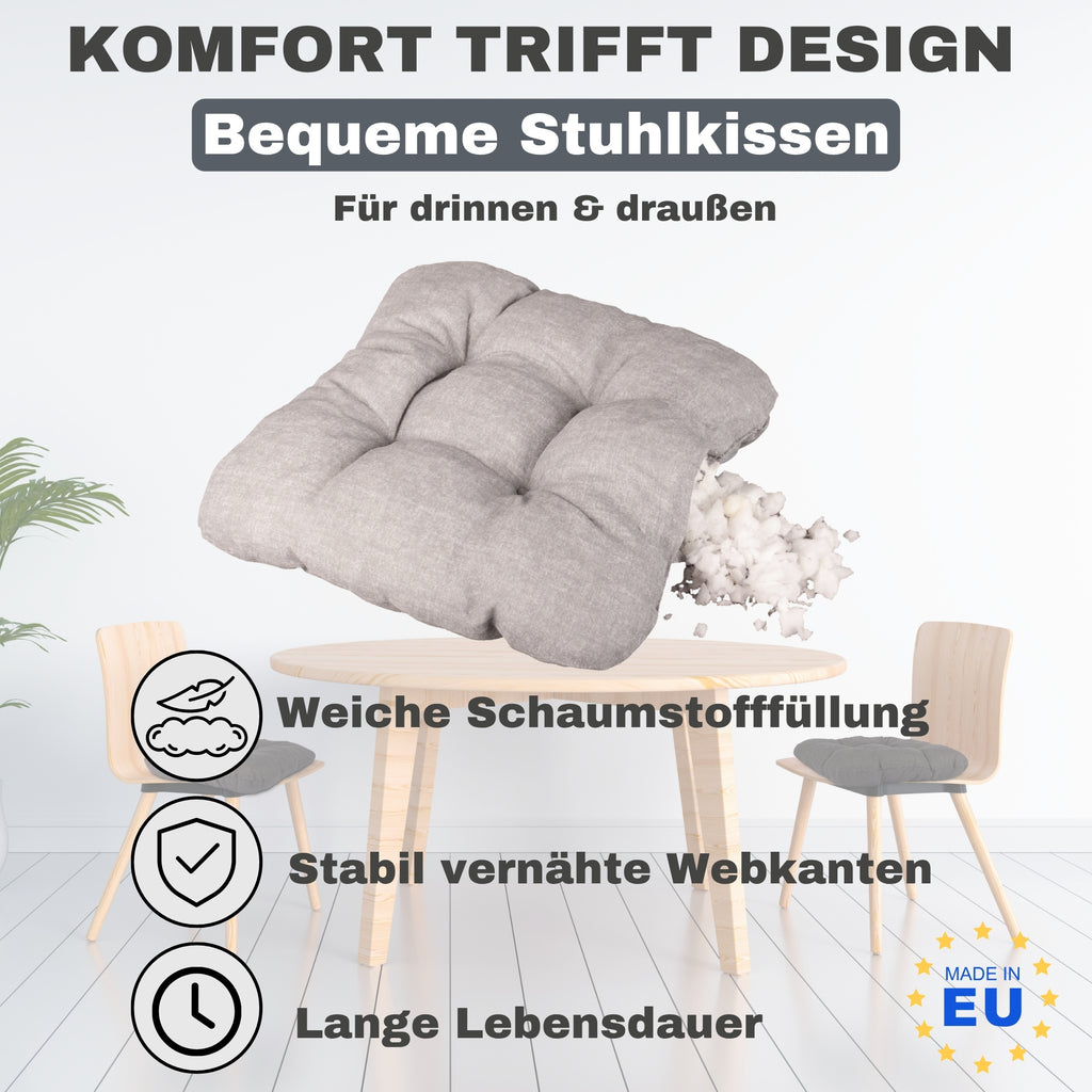 Stuhl, Sitzkissen Bordeaux 4er Set für Sitzen und Wohnen – Detailansicht 9