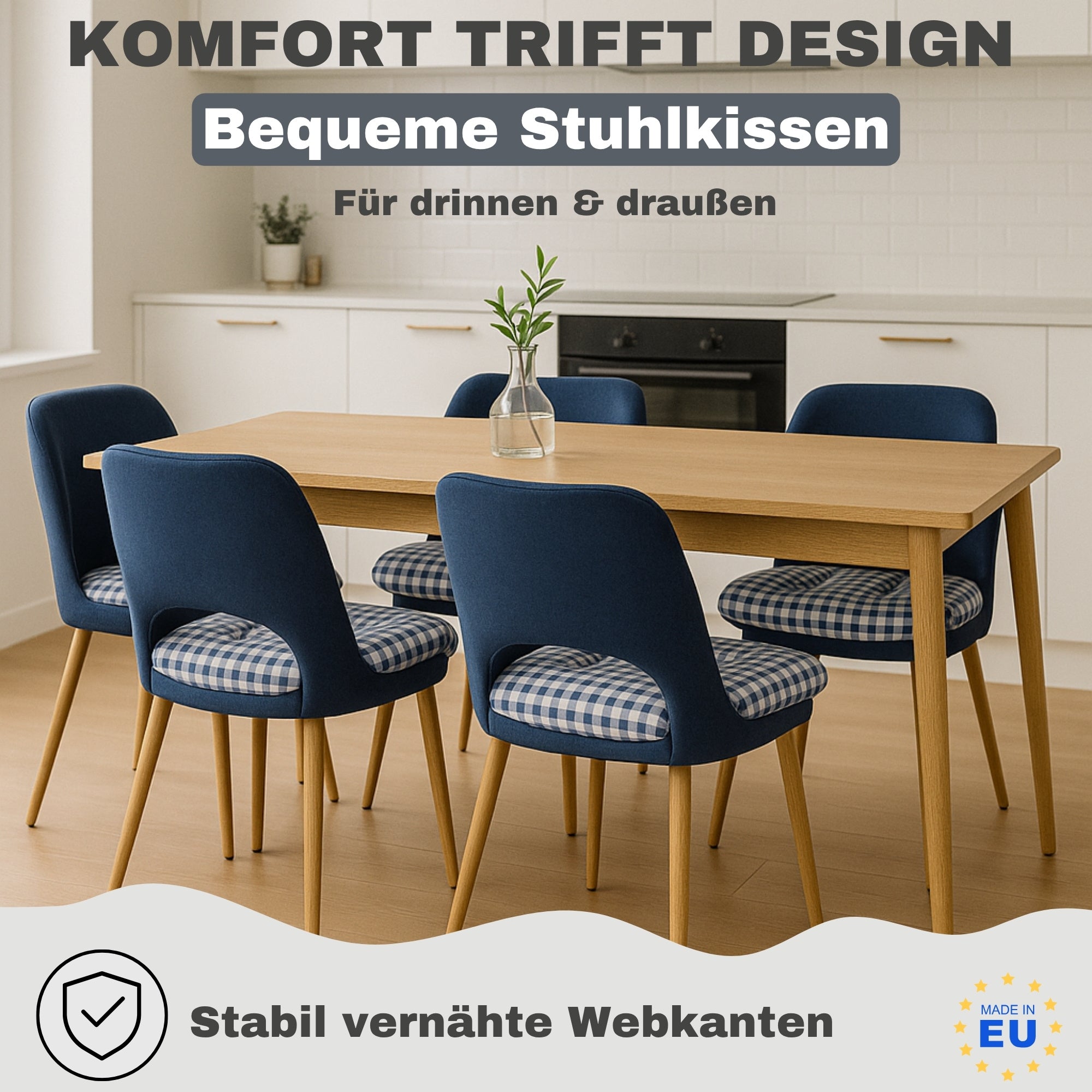 Stuhl, Sitzkissen Bordeaux 4er Set für Sitzen und Wohnen – Detailansicht 14
