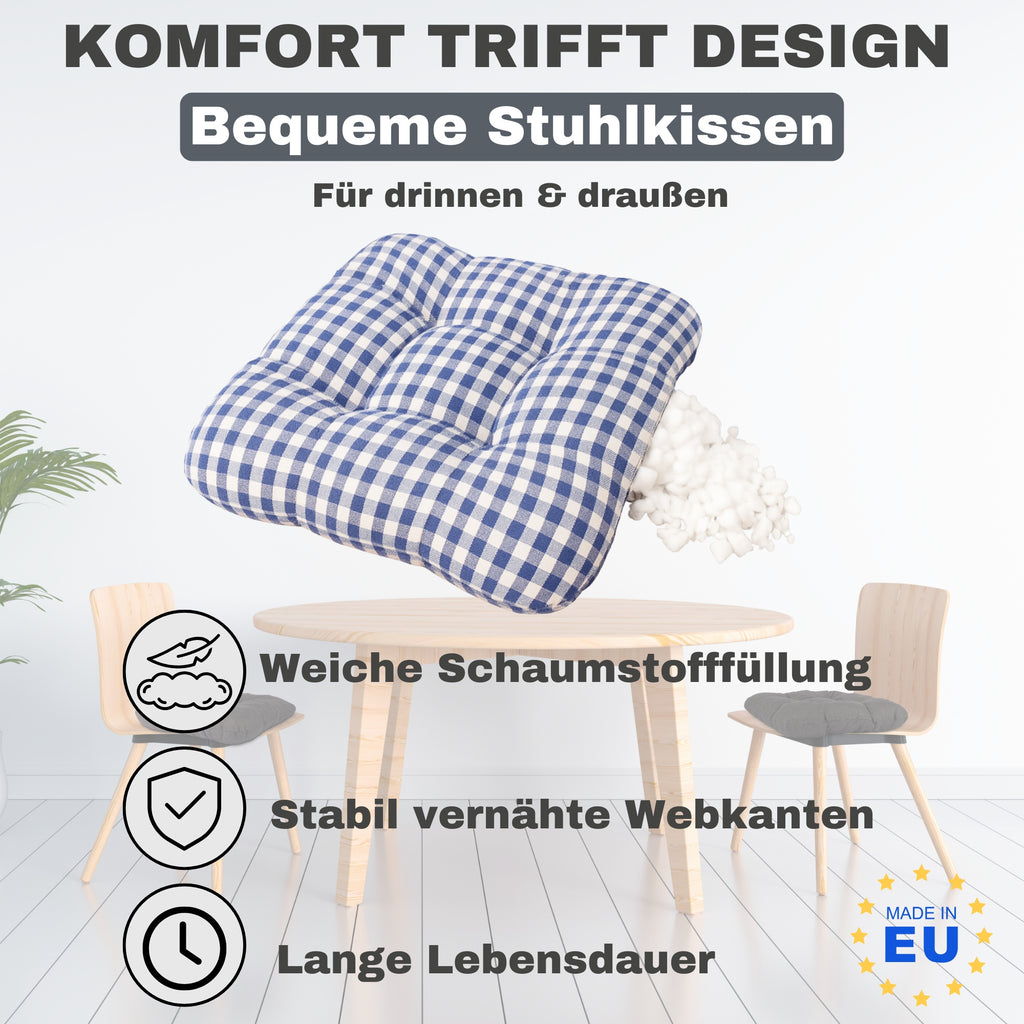 Stuhl, Sitzkissen Grau 4er Set für Wohnen – Detailansicht 12