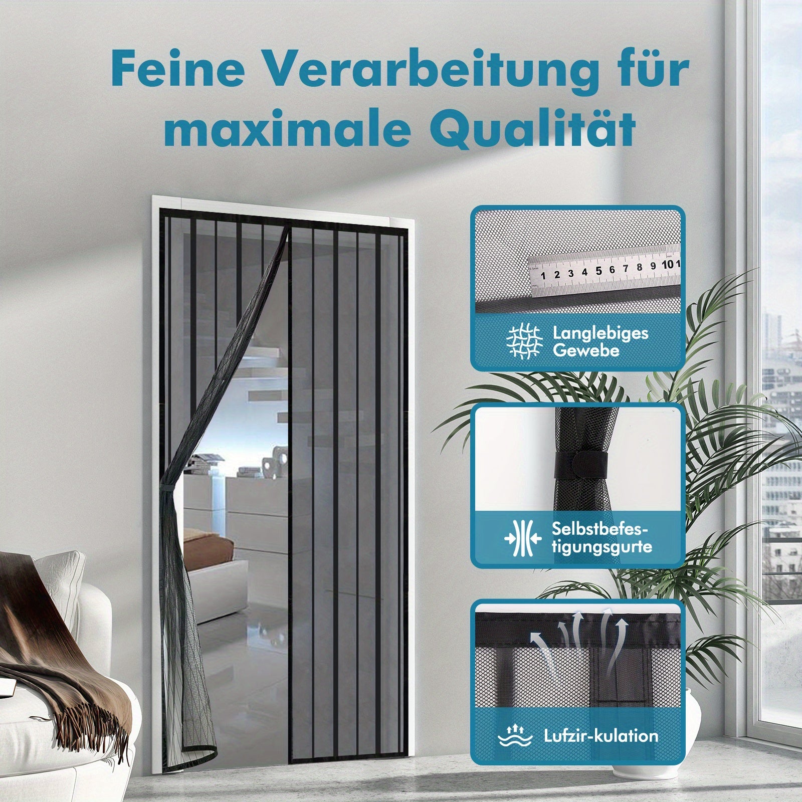 Sunula Fliegengitter-Magnettür für Garten und Terrasse – Detailansicht 2