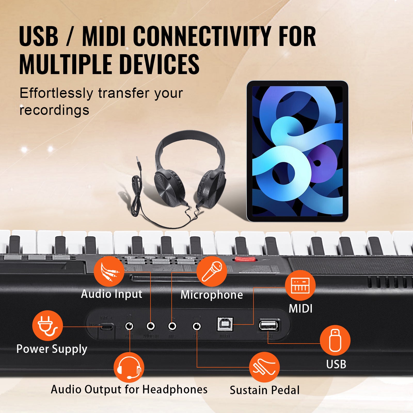 Synthesizer-Keyboards, Schwarz für Alltag und Zuhause – Detailansicht 6