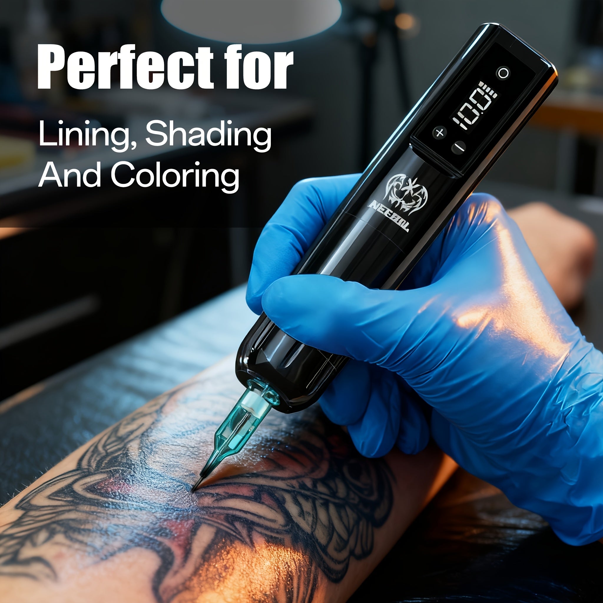 Tattoo-Maschine, Neebol Komplett-Tätowiermaschinen-Set kabellos für Kreativprojekte und Hobby – Detailansicht 4