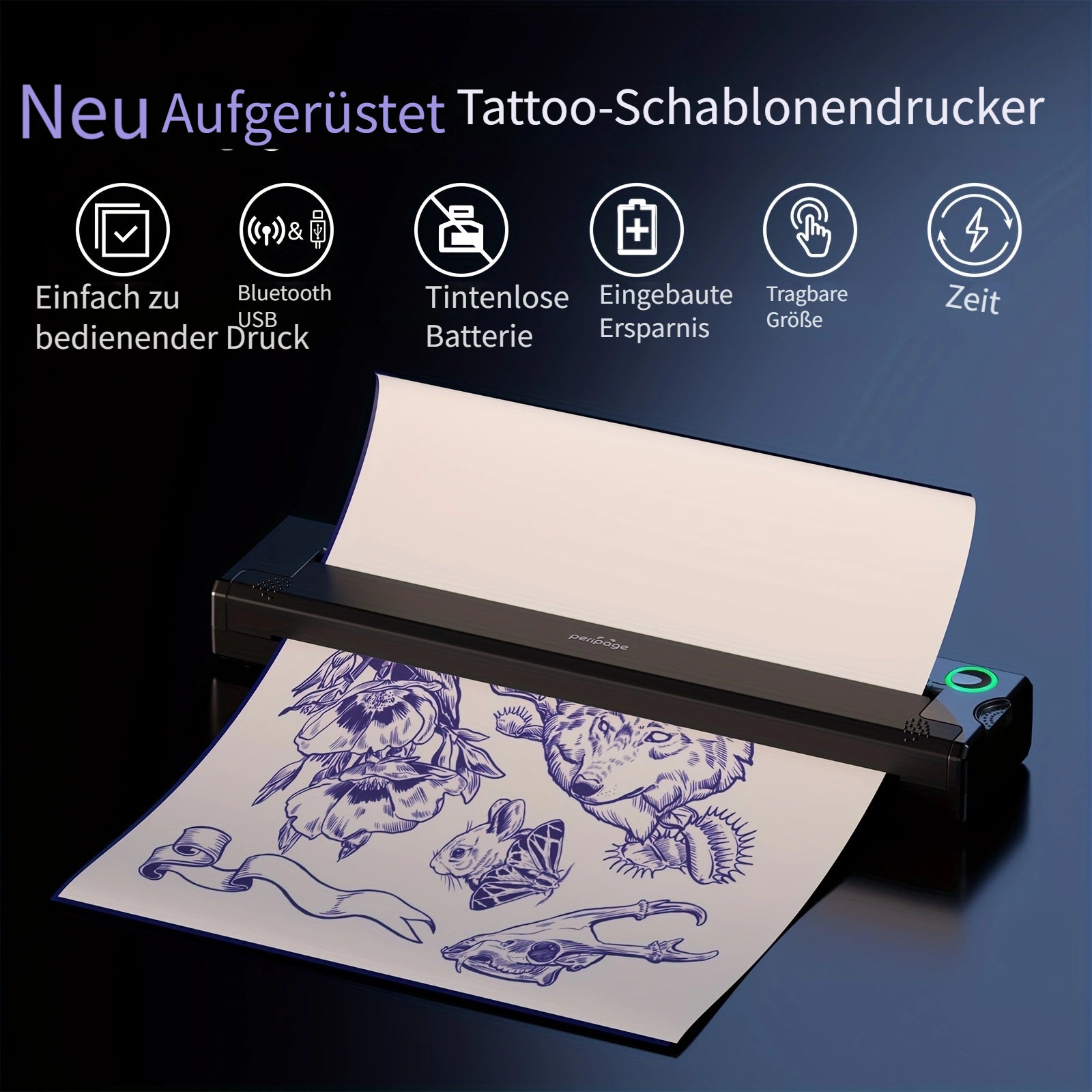 Tattoo-Schablonendrucker, Schwarz für Hobby und Kreativprojekte – Detailansicht 3
