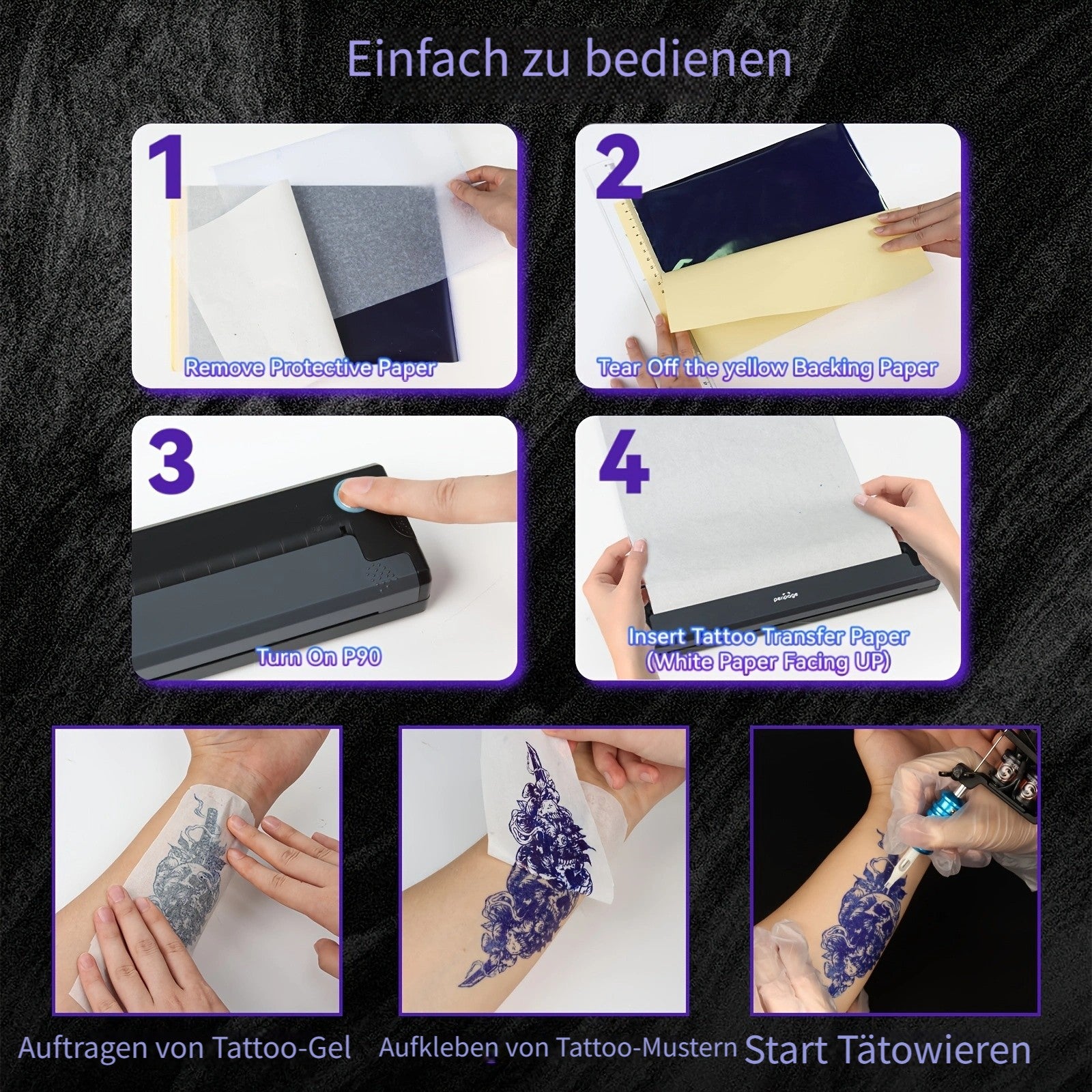 Tattoo-Schablonendrucker, Schwarz für Hobby und Kreativprojekte – Detailansicht 12