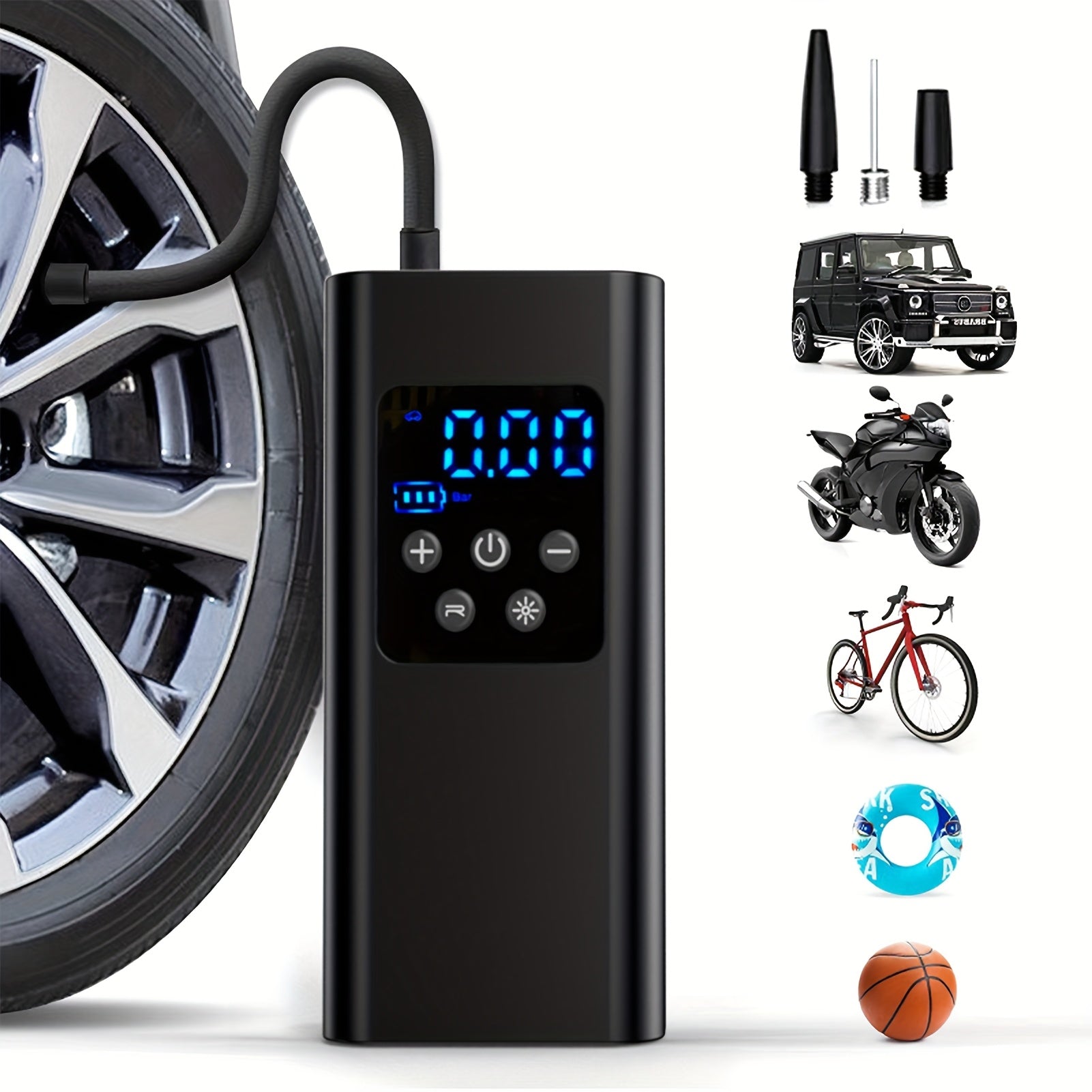 Tavaler Luftpumpe I50PSI Elektrischer Kompressor, LED-Beleuchtung für Fahrzeug und unterwegs – Detailansicht 5