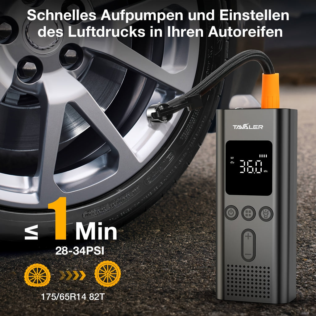 Tavaler Luftpumpe I50PSI Elektrischer Kompressor, LED-Beleuchtung für Fahrzeug und unterwegs – Detailansicht 6