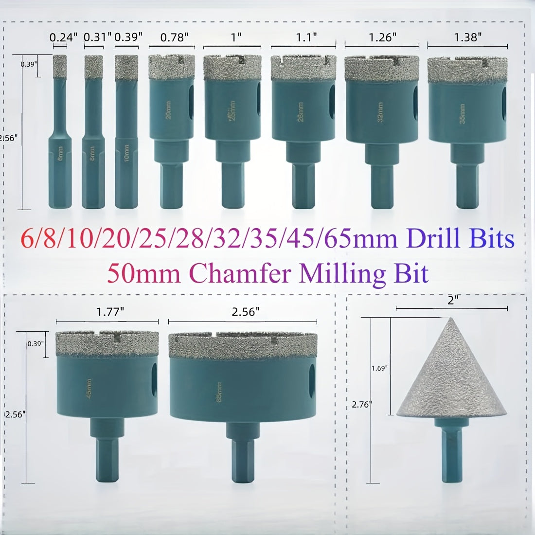 teiliges Hochwertiges Kernbohrer-Set, 8 Stück (20/35/50/68/100mm) für Fliesen und Alltag – Detailansicht 13