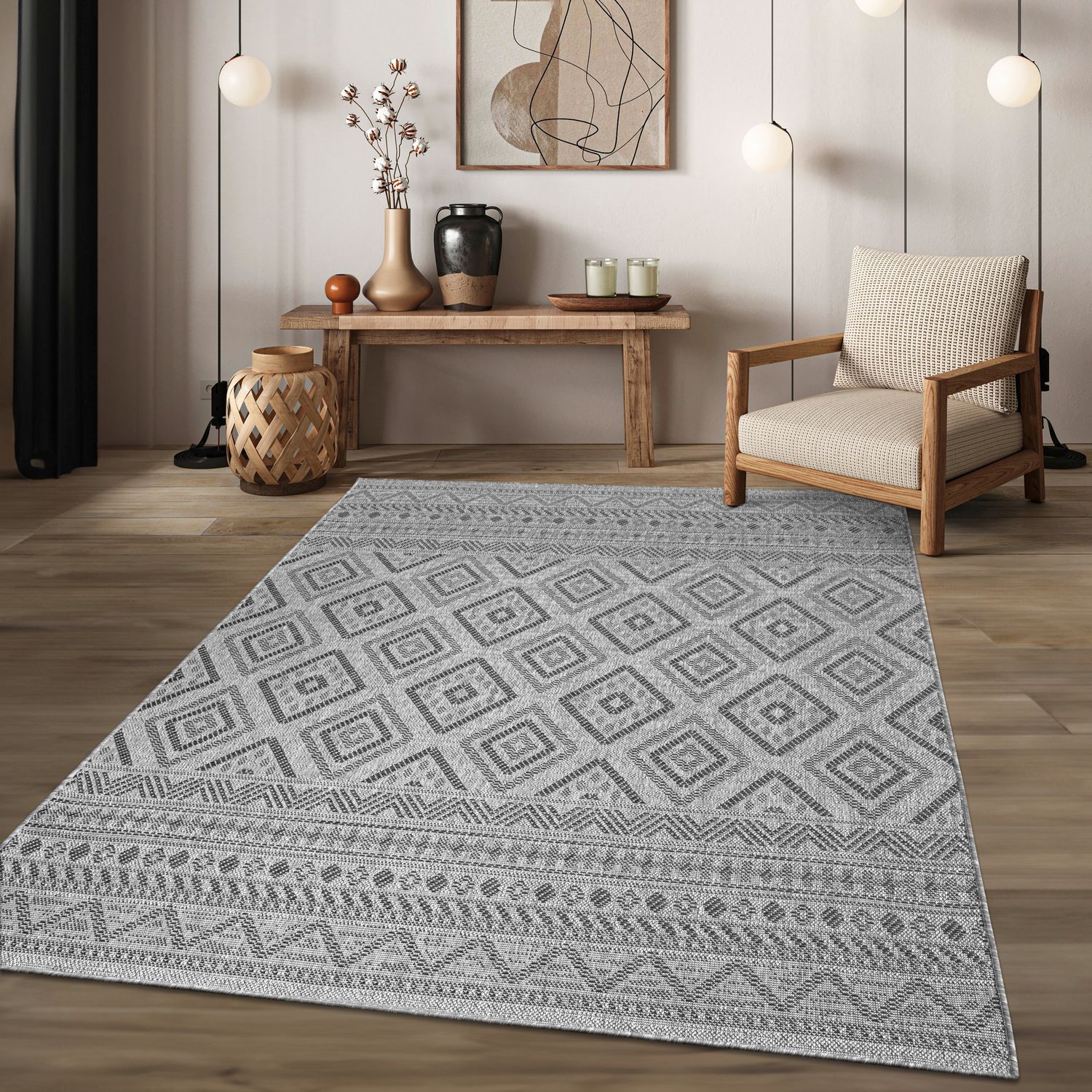 Teppich, Grau 3 für Küche und Essbereich – Detailansicht 45