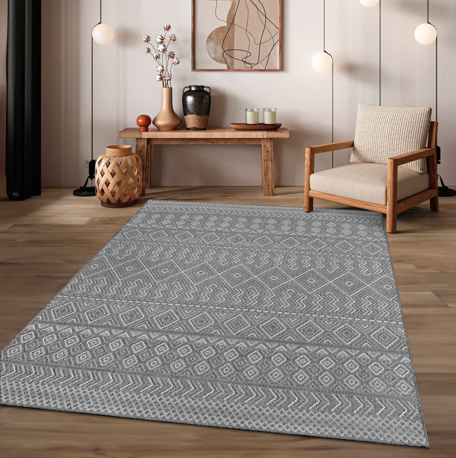 Teppich, Grau 3 für Küche und Essbereich – Detailansicht 55