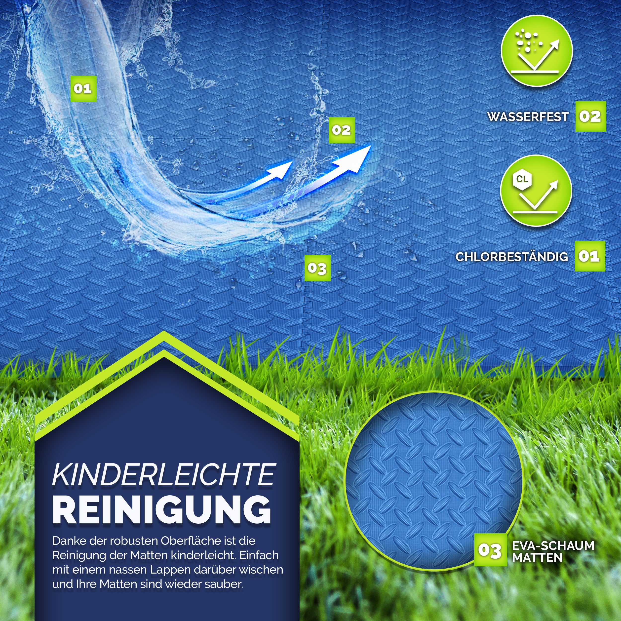 tillvex® Pool Bodenschutzmatte, 38,5 x 38,5 cm für Pool und Planschbecken Poolmatte Bodenmatte Outdoor – Detailansicht 4