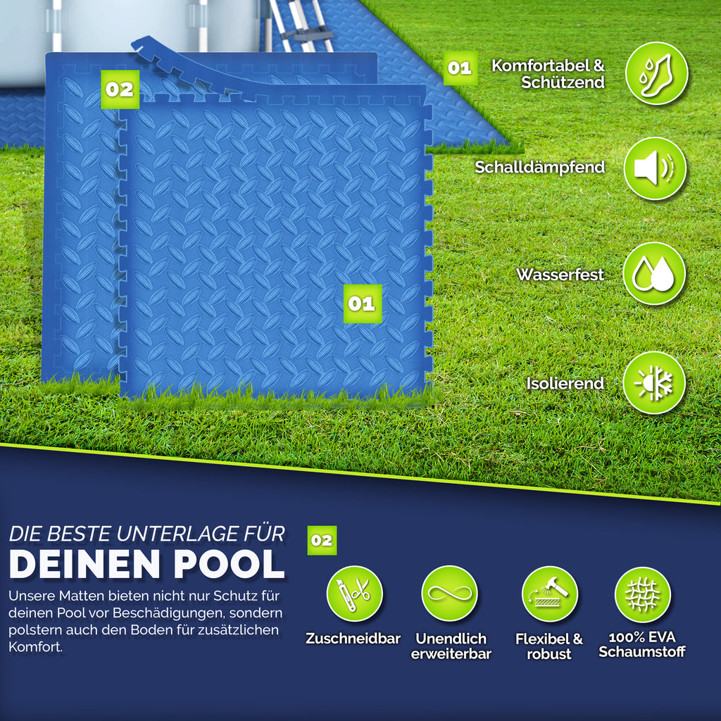 tillvex® Pool Bodenschutzmatte, 38,5 x 38,5 cm für Pool und Planschbecken Poolmatte Bodenmatte Outdoor – Detailansicht 7