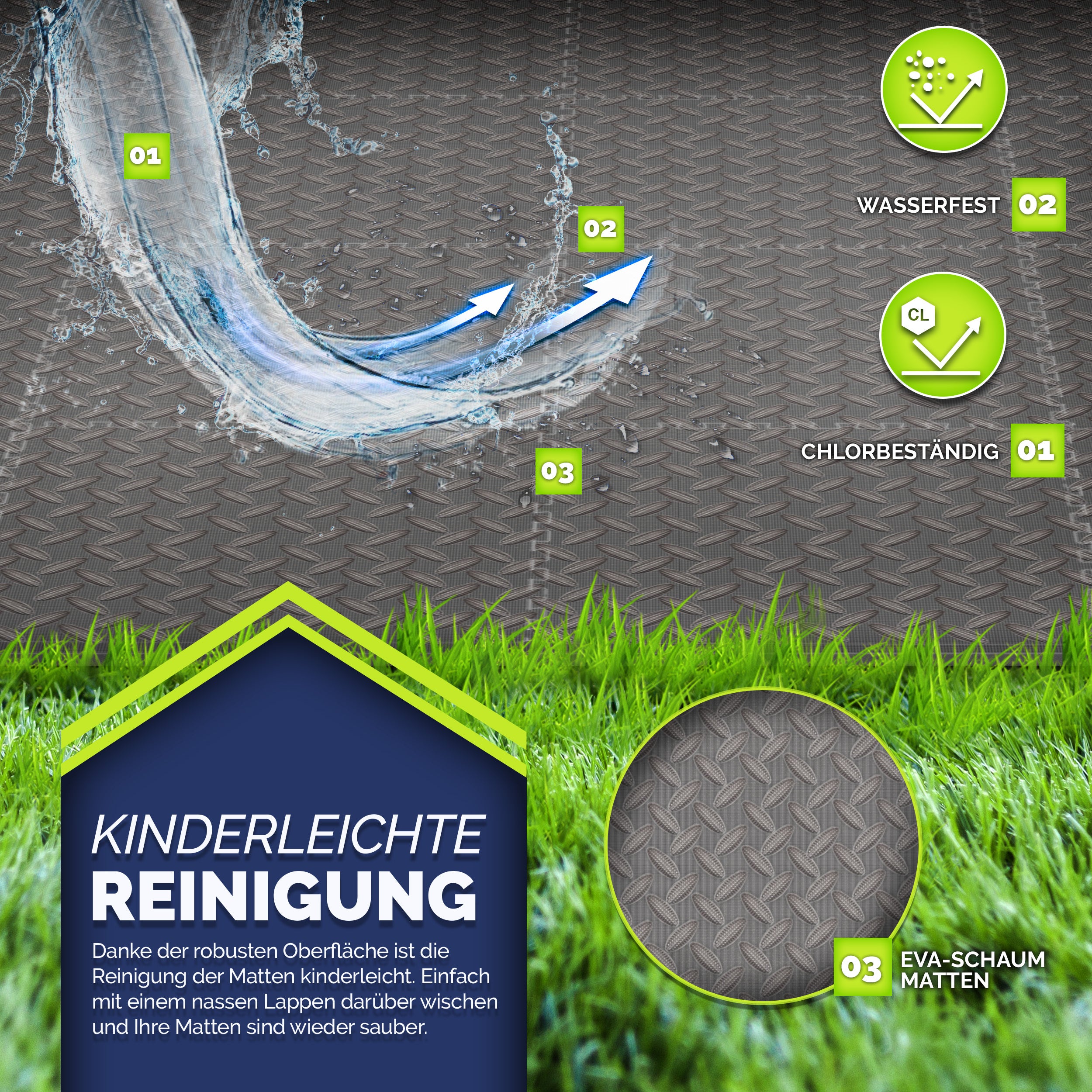 tillvex® Pool Bodenschutzmatte, 38,5 x 38,5 cm für Pool und Planschbecken Poolmatte Bodenmatte Outdoor – Detailansicht 11