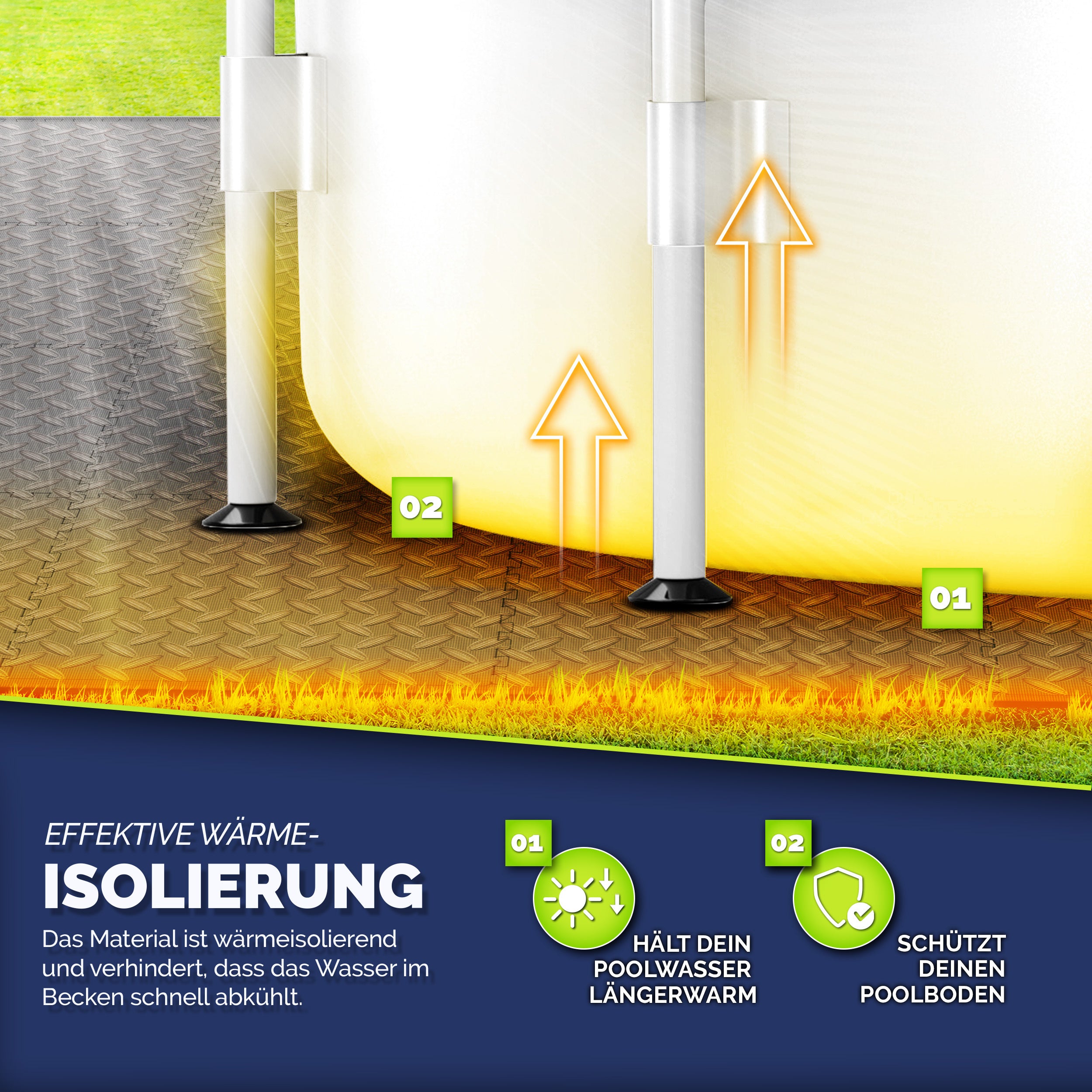 tillvex® Pool Bodenschutzmatte, 38,5 x 38,5 cm für Pool und Planschbecken Poolmatte Bodenmatte Outdoor – Detailansicht 12
