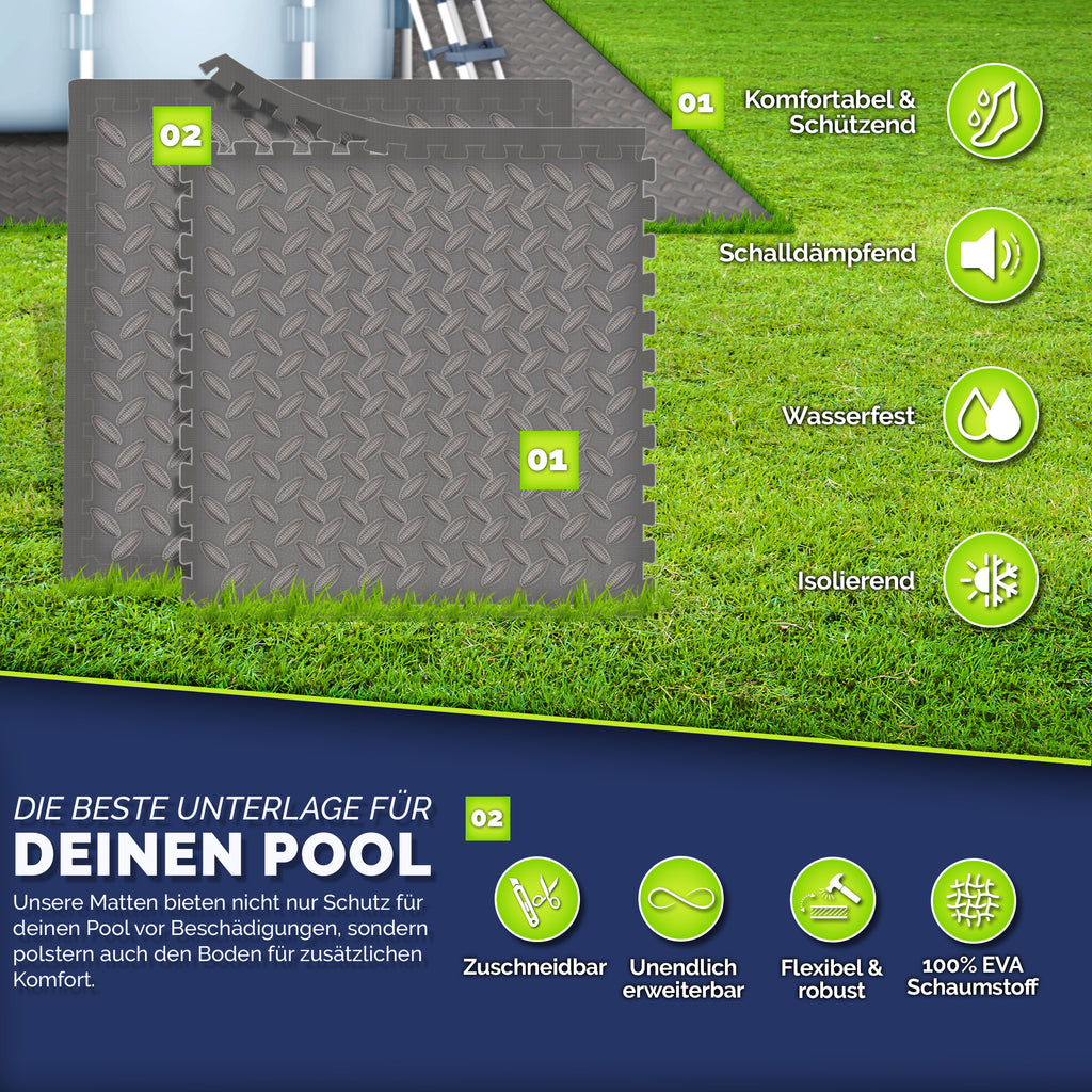 tillvex® Pool Bodenschutzmatte, 38,5 x 38,5 cm für Pool und Planschbecken Poolmatte Bodenmatte Outdoor – Detailansicht 14