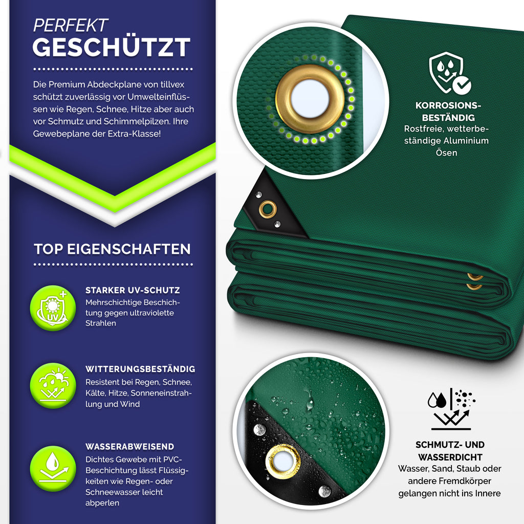 tillvex® Premium Abdeckplane, Holz für Garten und Terrasse – Detailansicht 9