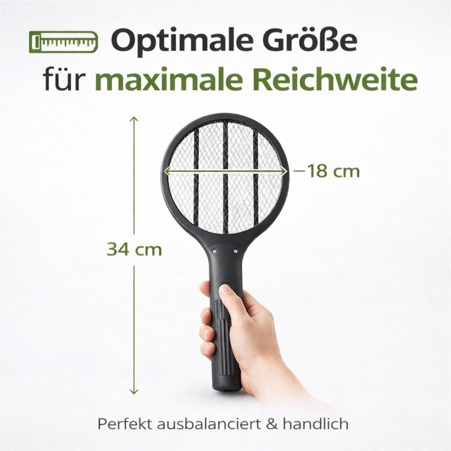 TK Elektrische Fliegenklatsche, Schwarz 33,5 cm für Fliegen und Alltag – Detailansicht 4