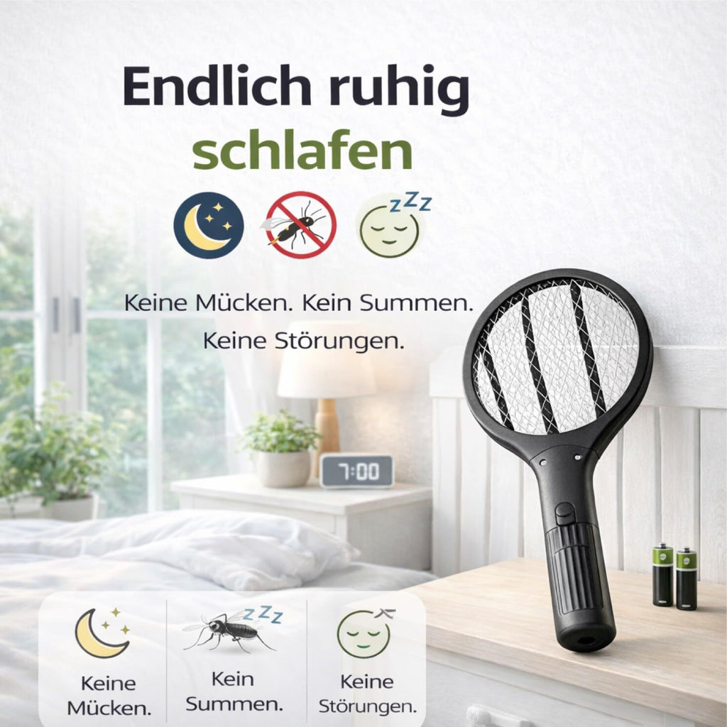 TK Elektrische Fliegenklatsche, Schwarz 33,5 cm für Fliegen und Alltag – Detailansicht 6