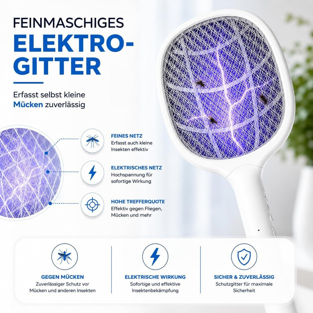 TK Elektrische Fliegenklatsche, Schwarz 33,5 cm für Fliegen und Alltag – Detailansicht 13