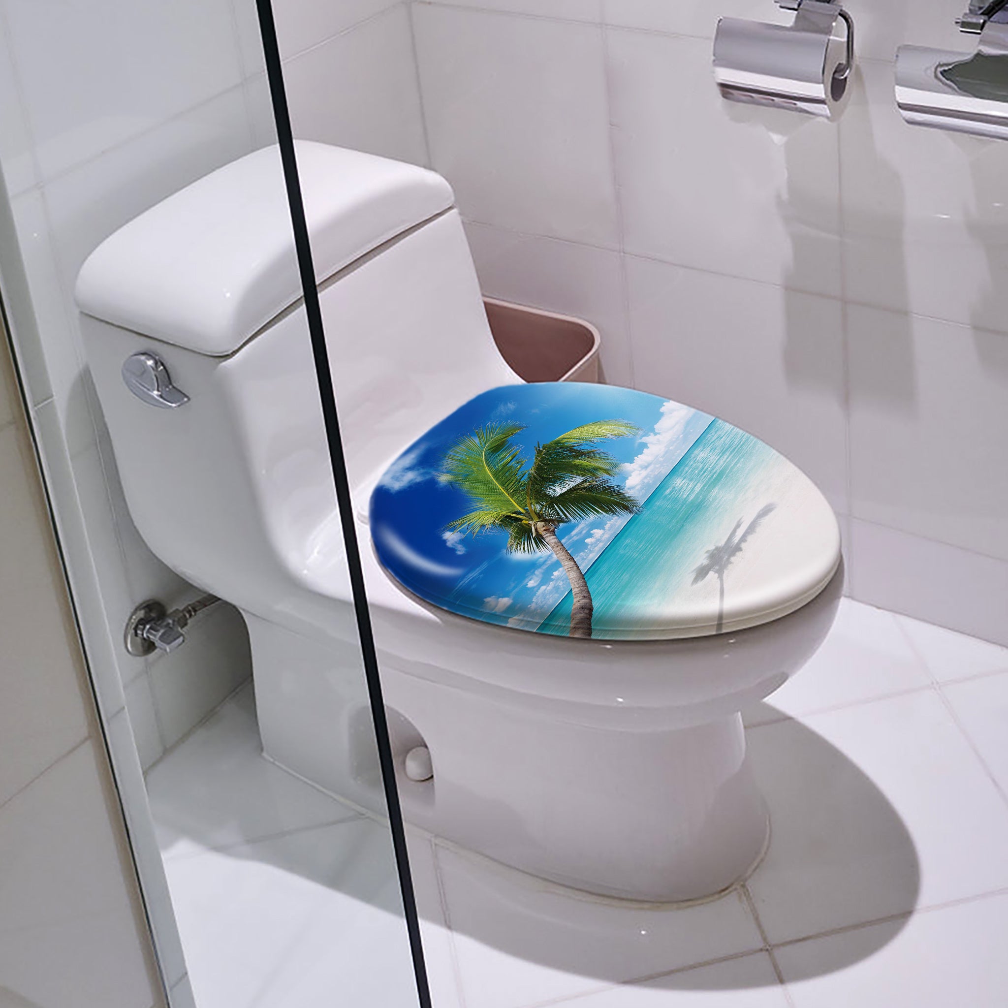 Toilettendeckel, Rote Blumen und Steinkunst für alle Standard-Toilettenschüsseln und Alltag – Detailansicht 11