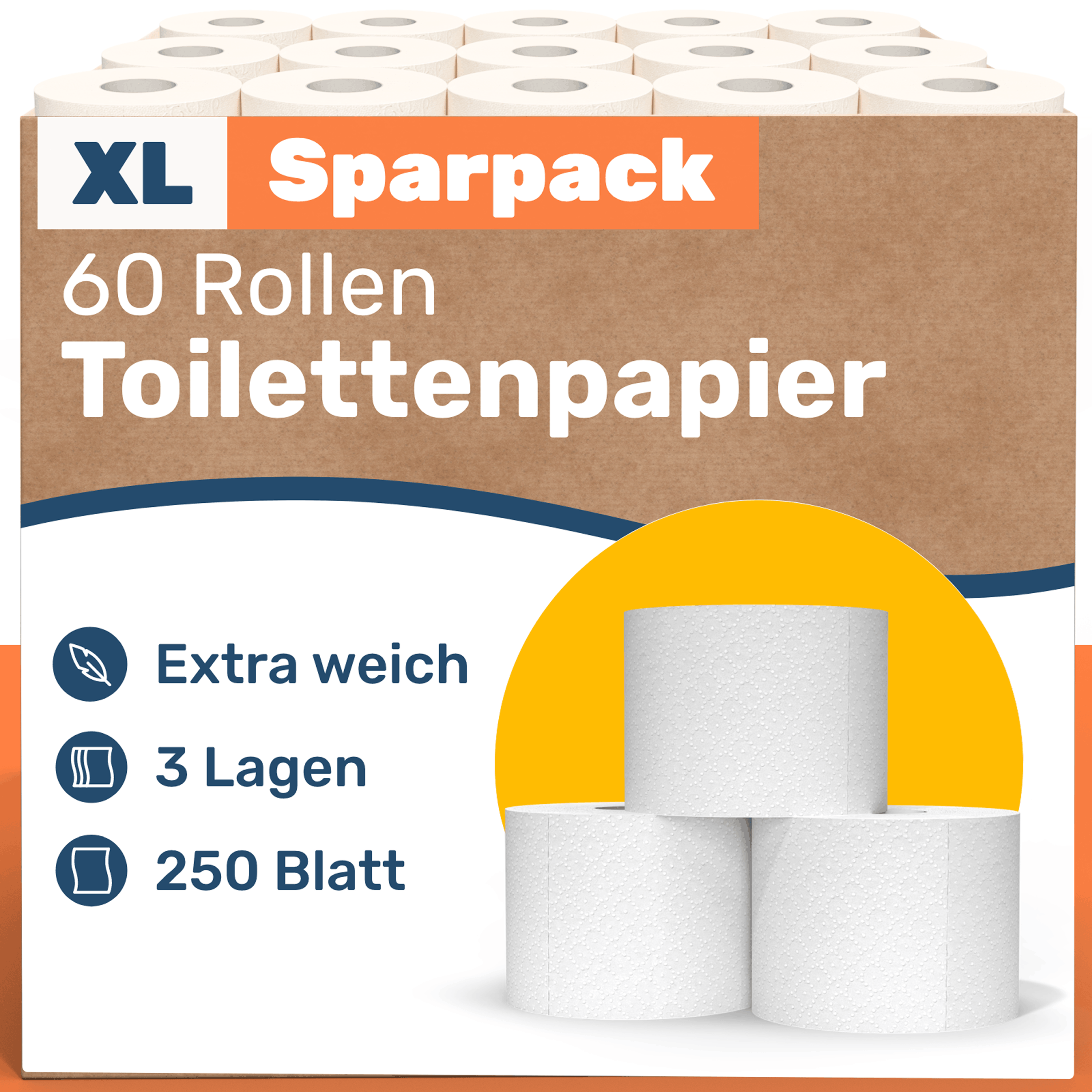 Toilettenpapier, Wie gezeigt für Alltag und Zuhause – Hauptansicht
