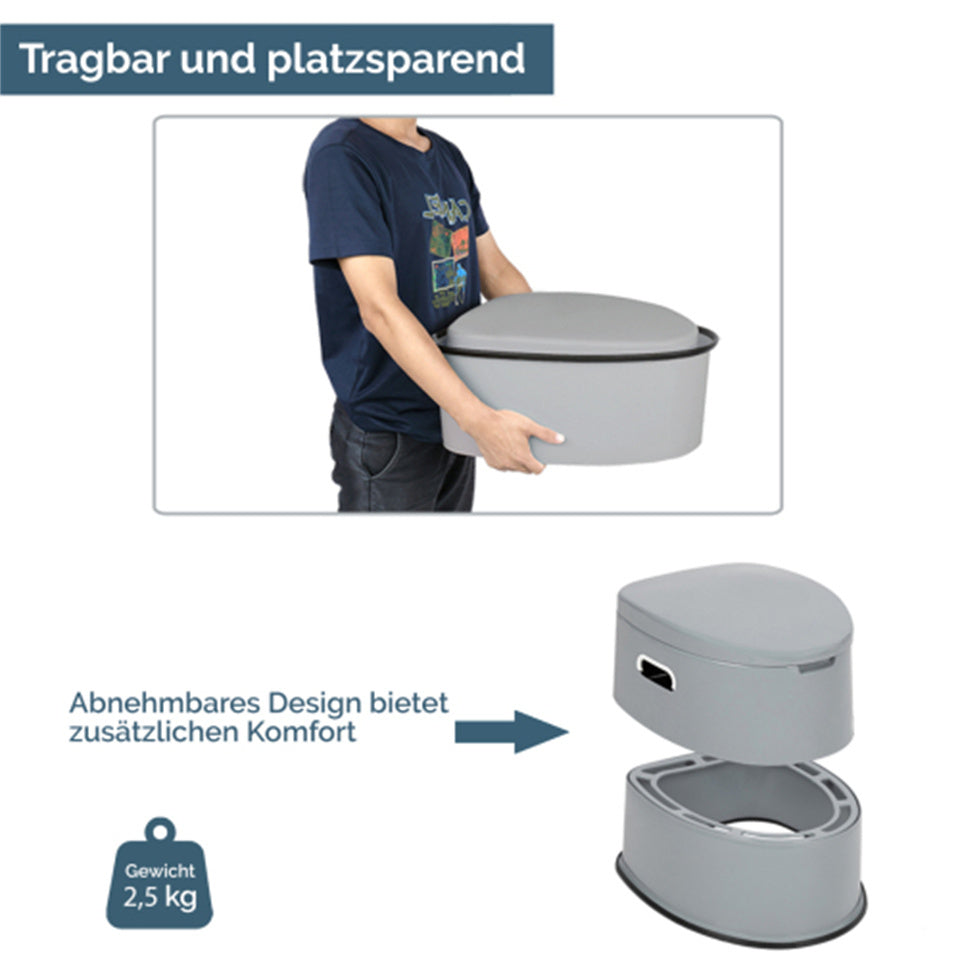 Tragbare Campingtoilette, Grau für Camping und Reisen – Detailansicht 14