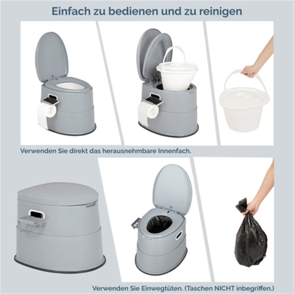 Tragbare Campingtoilette, Grau für Camping und Reisen – Detailansicht 16