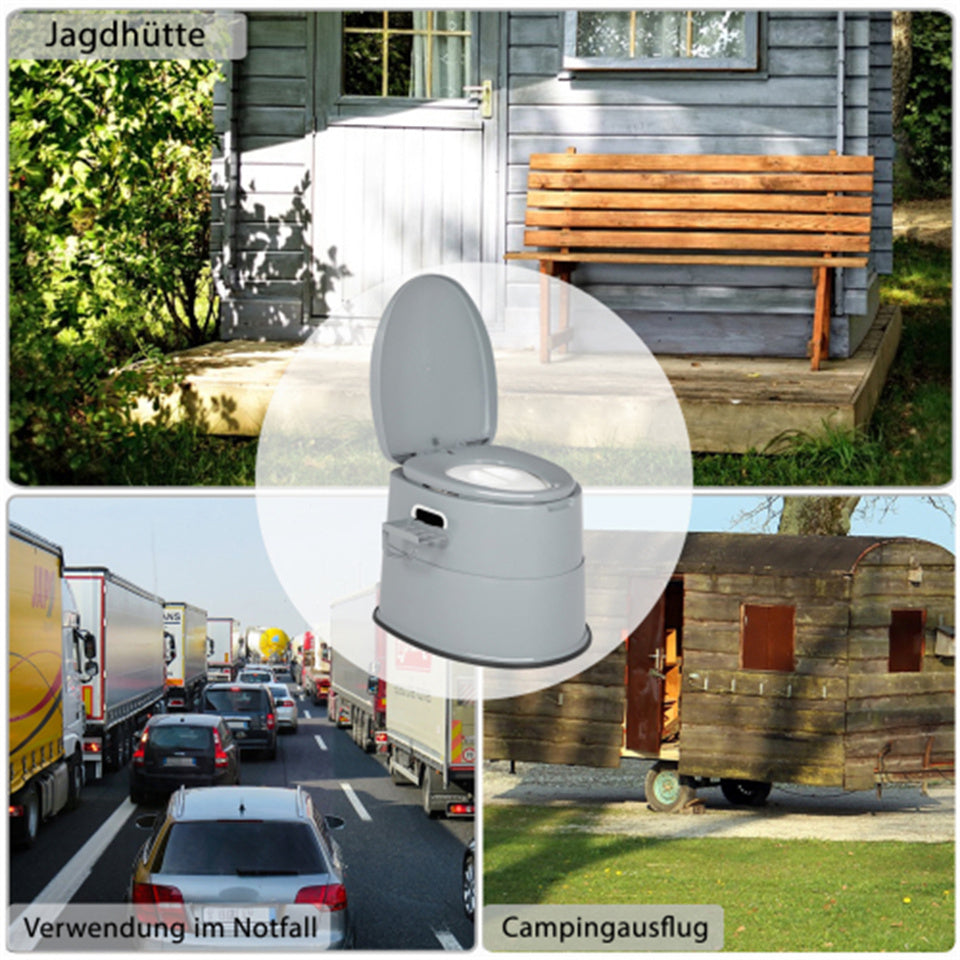 Tragbare Campingtoilette, Grau für Camping und Reisen – Detailansicht 19