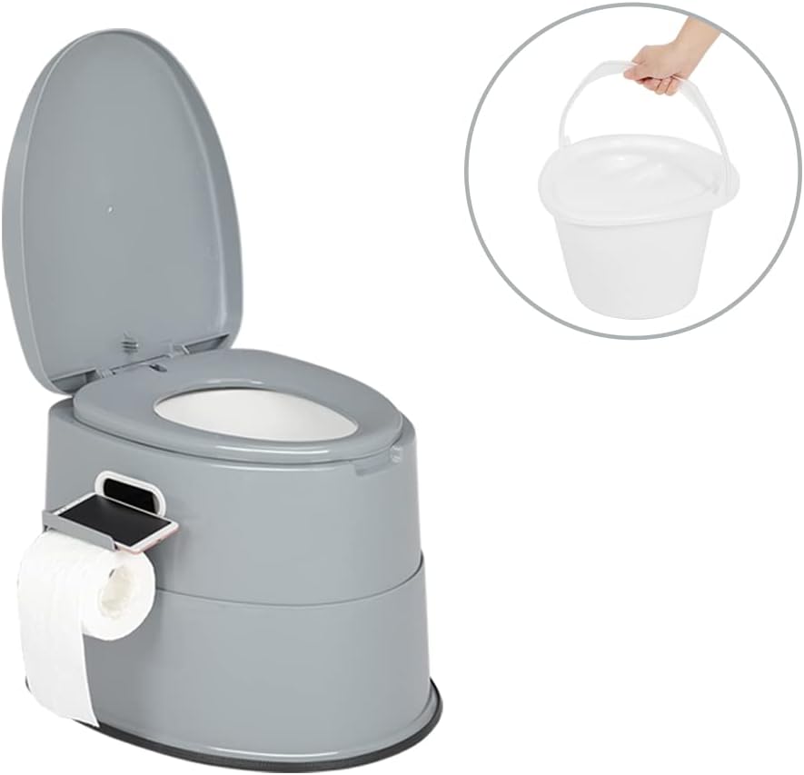 Tragbare Campingtoilette, Grau für Camping und Reisen – Detailansicht 21