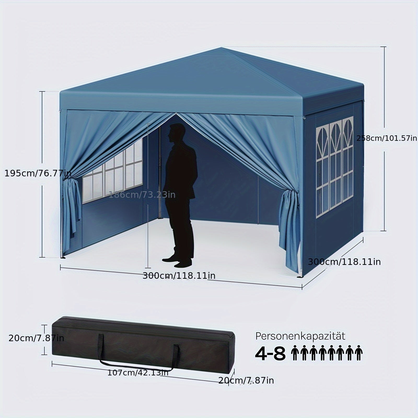 Tragbare Falt-Gazebo, 1 Stk für Garten und Terrasse – Detailansicht 2