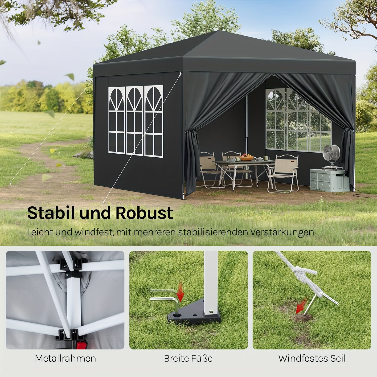 Tragbare Falt-Gazebo, 1 Stk für Garten und Terrasse – Detailansicht 4