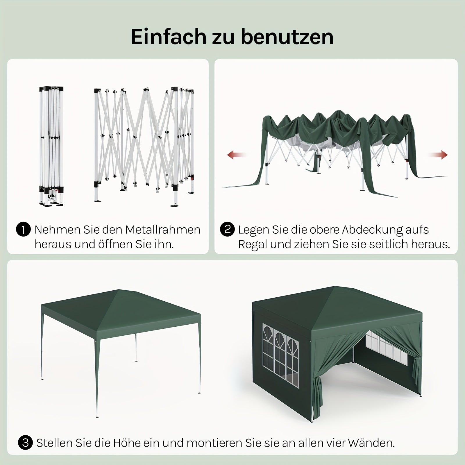 Tragbare Falt-Gazebo, 1 Stk für Garten und Terrasse – Detailansicht 6