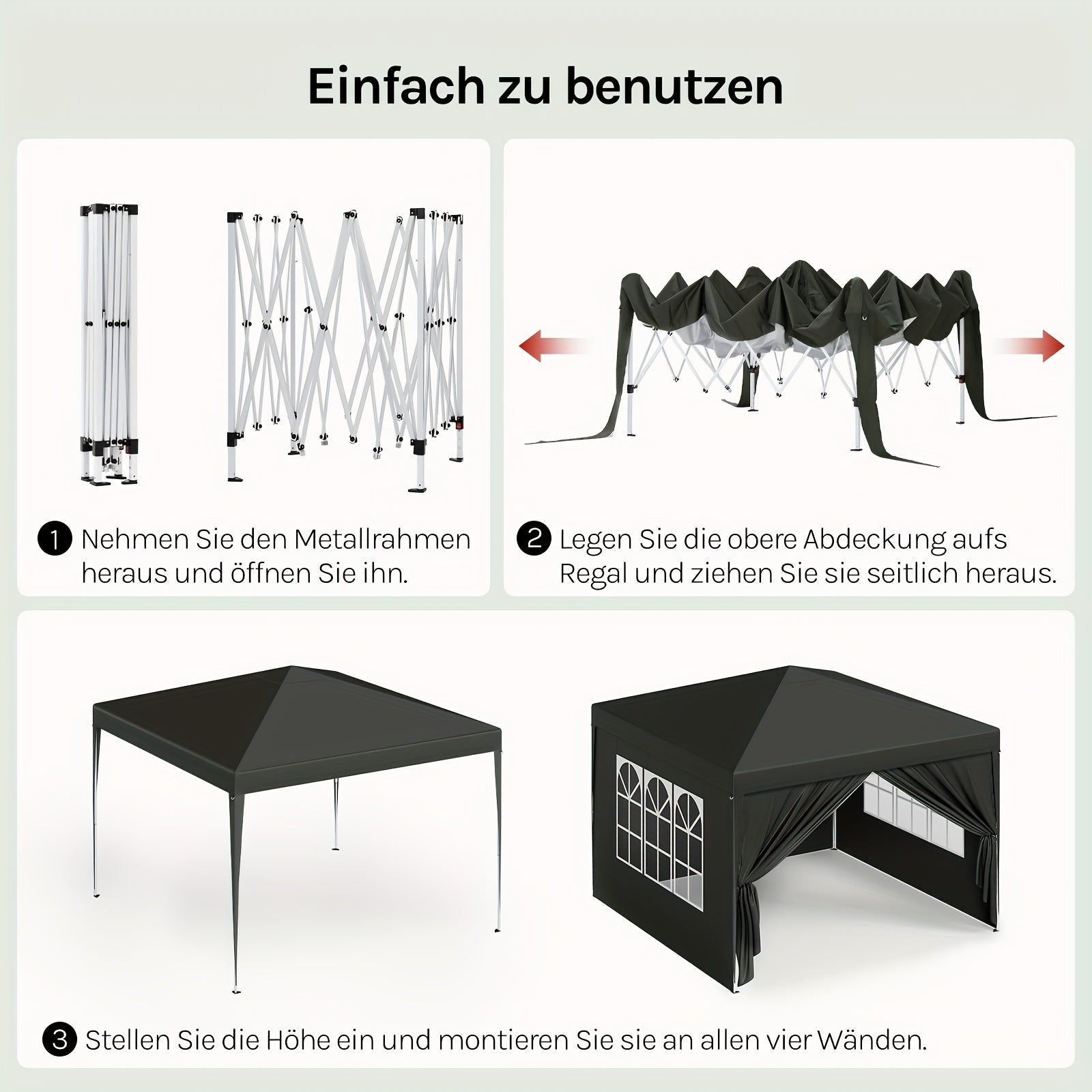 Tragbare Falt-Gazebo, 1 Stk für Garten und Terrasse – Detailansicht 11