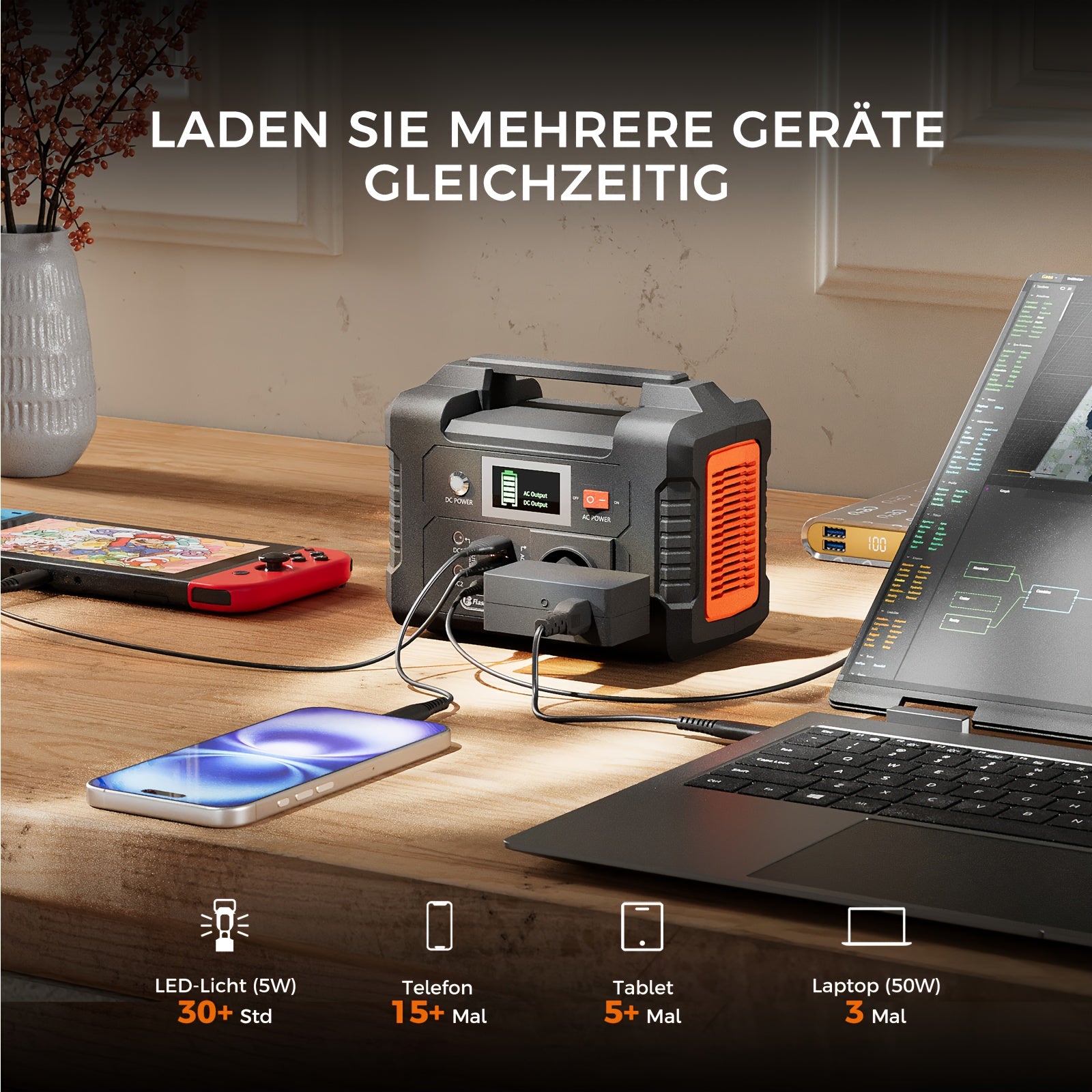 Tragbare Powerstation, 200W für Camping und Reisen – Detailansicht 7