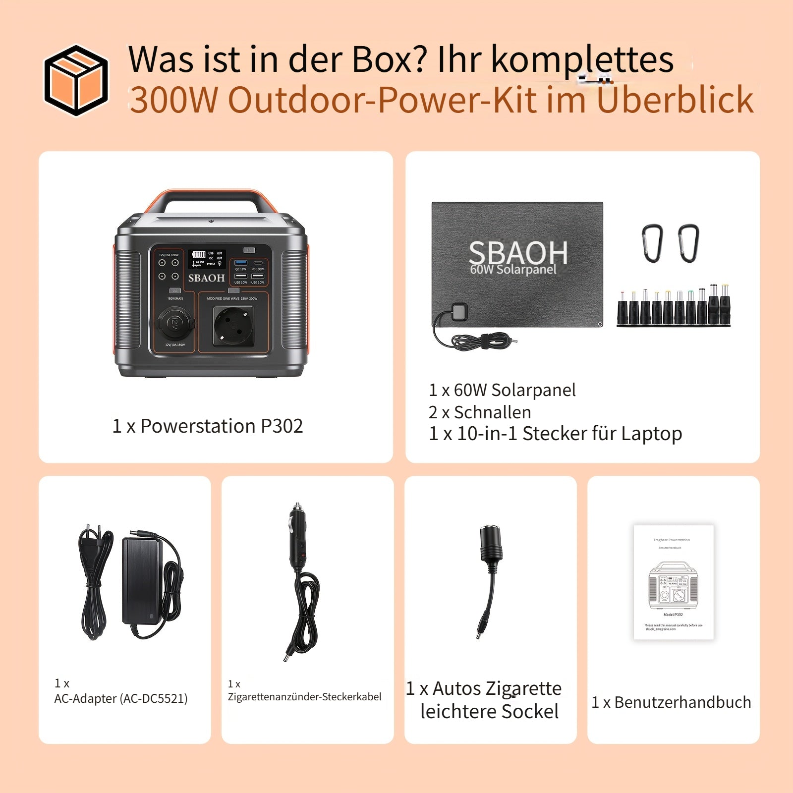 Tragbare Powerstation, 300W für Camping und Reisen – Hauptansicht
