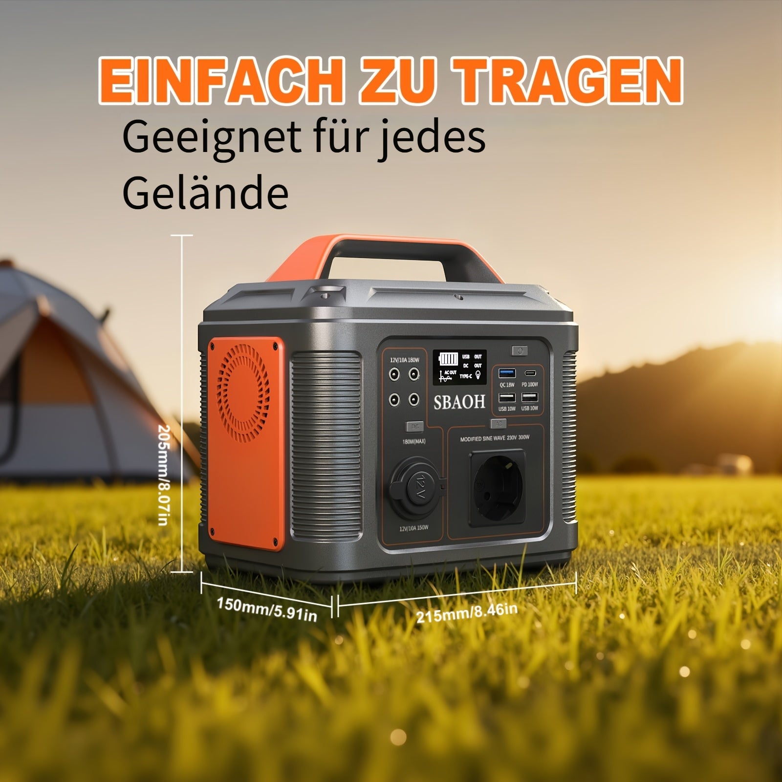 Tragbare Powerstation, 300W für Camping und Reisen – Detailansicht 6