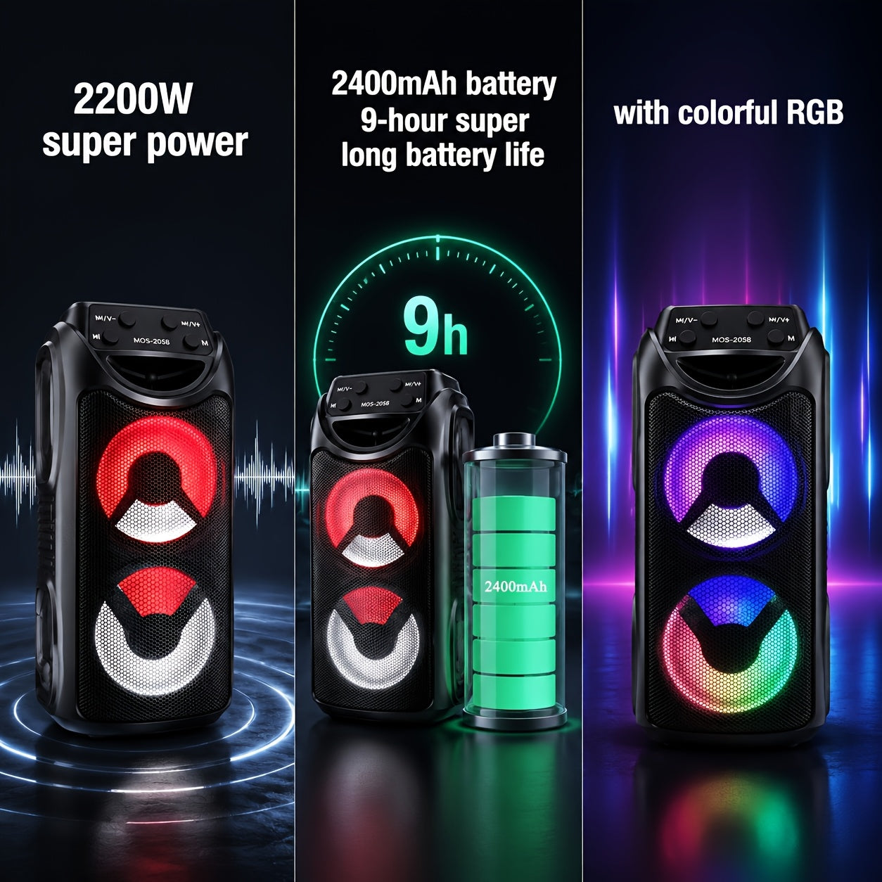 Tragbare RGB-Bluetooth-Party-Box, LED-Beleuchtung für Camping und Reisen – Detailansicht 5