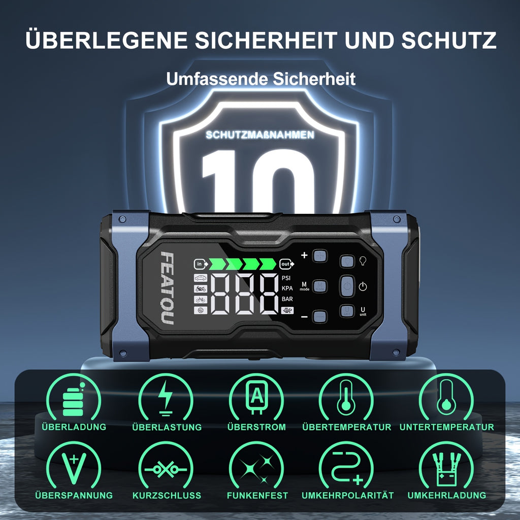 Tragbarer Reifenfüller, 20000mAh für Auto und Fahrrad – Detailansicht 2