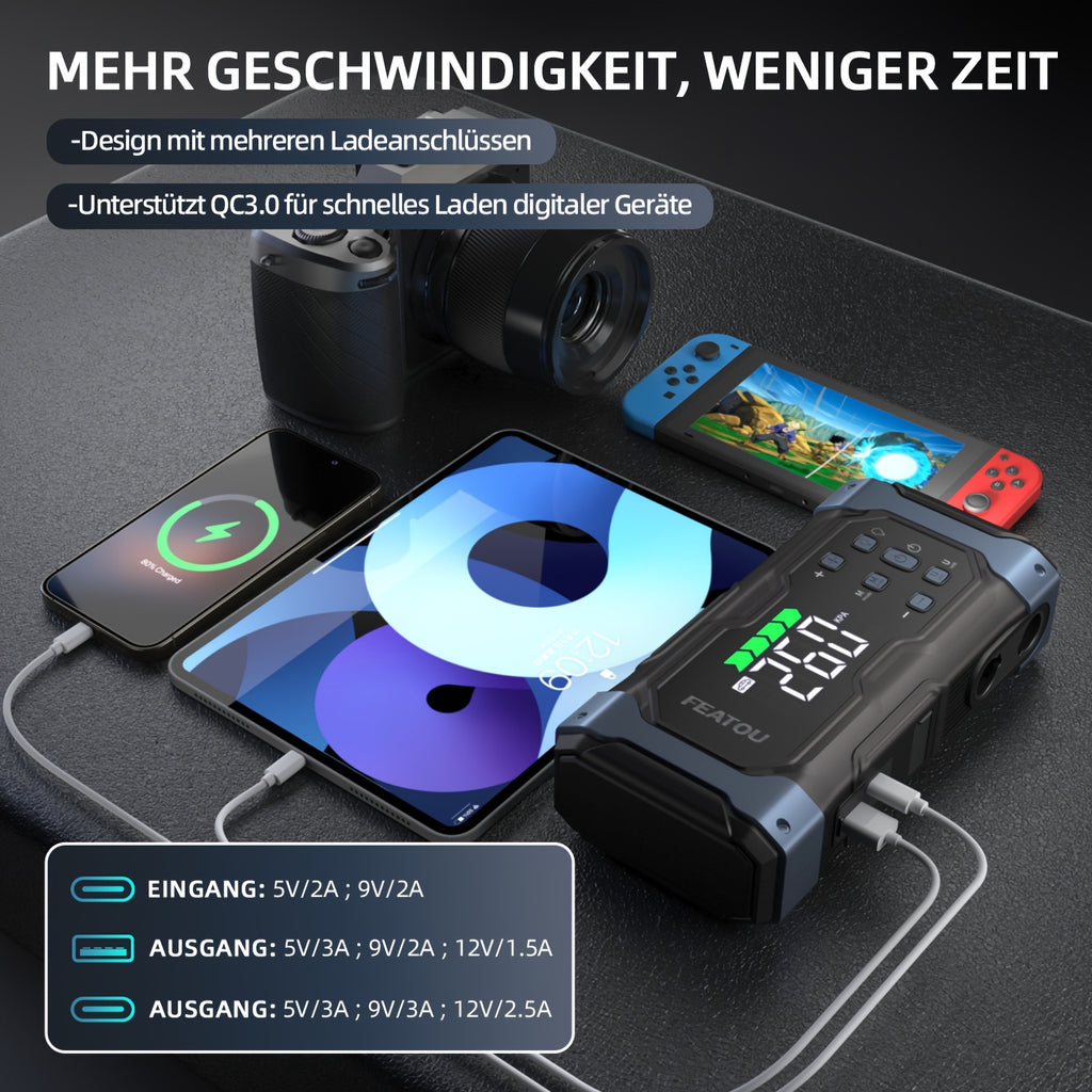 Tragbarer Reifenfüller, 20000mAh für Auto und Fahrrad – Detailansicht 4