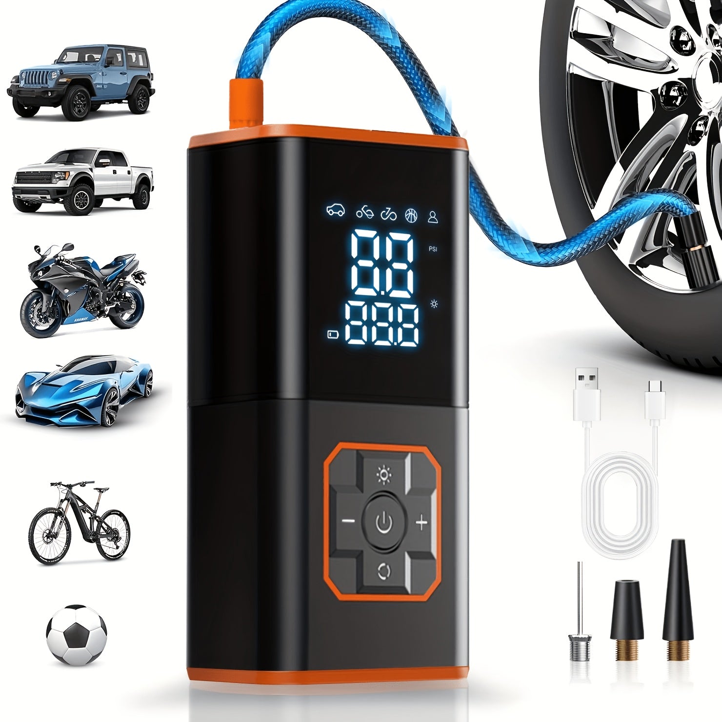 Tragbarer Reifenfüller, Schwarz-508 für Auto und Motorrad – Detailansicht 5