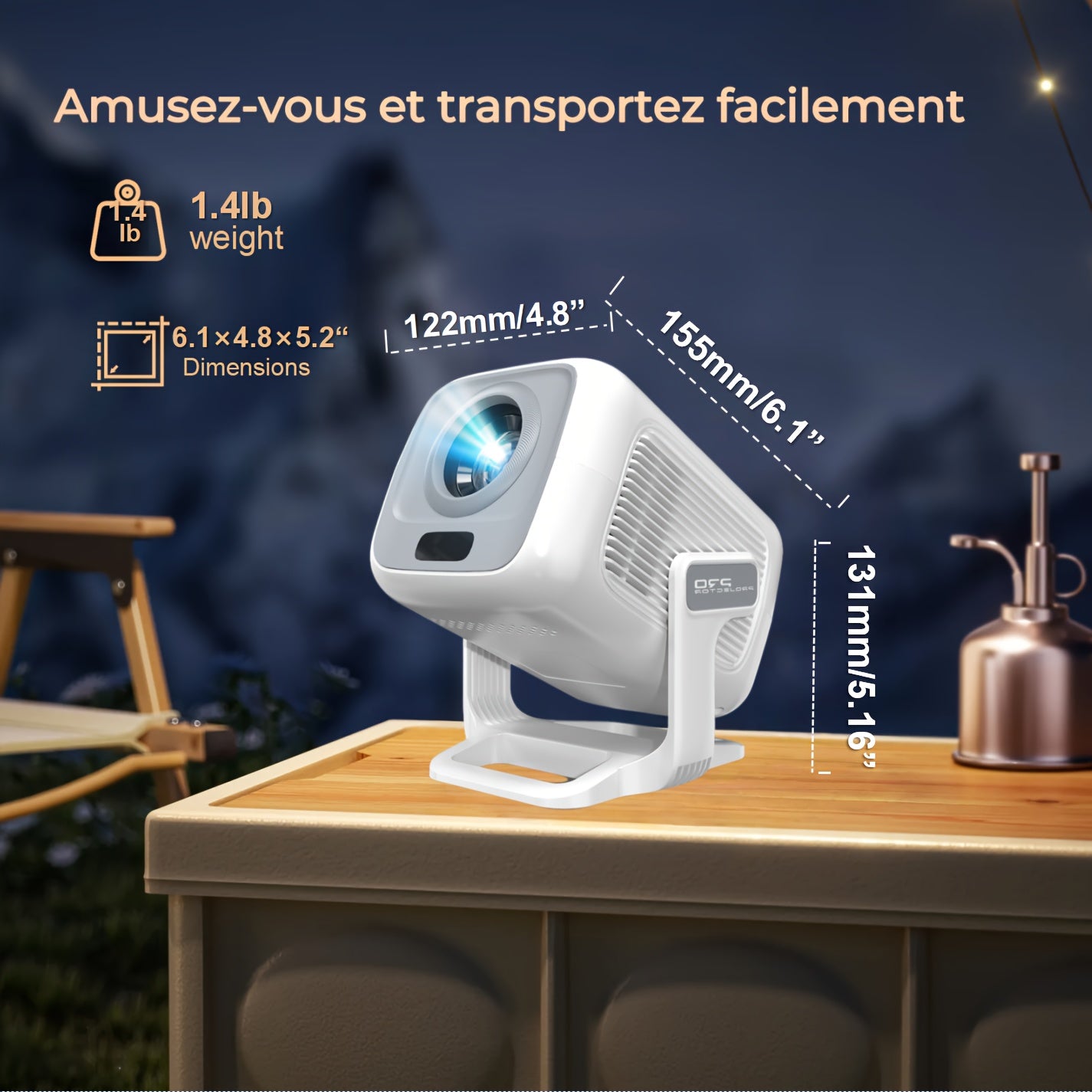 Tragbarer Smart-Projektor, X3AQ, Europäische Steckdose für Fahrzeug und unterwegs – Detailansicht 5
