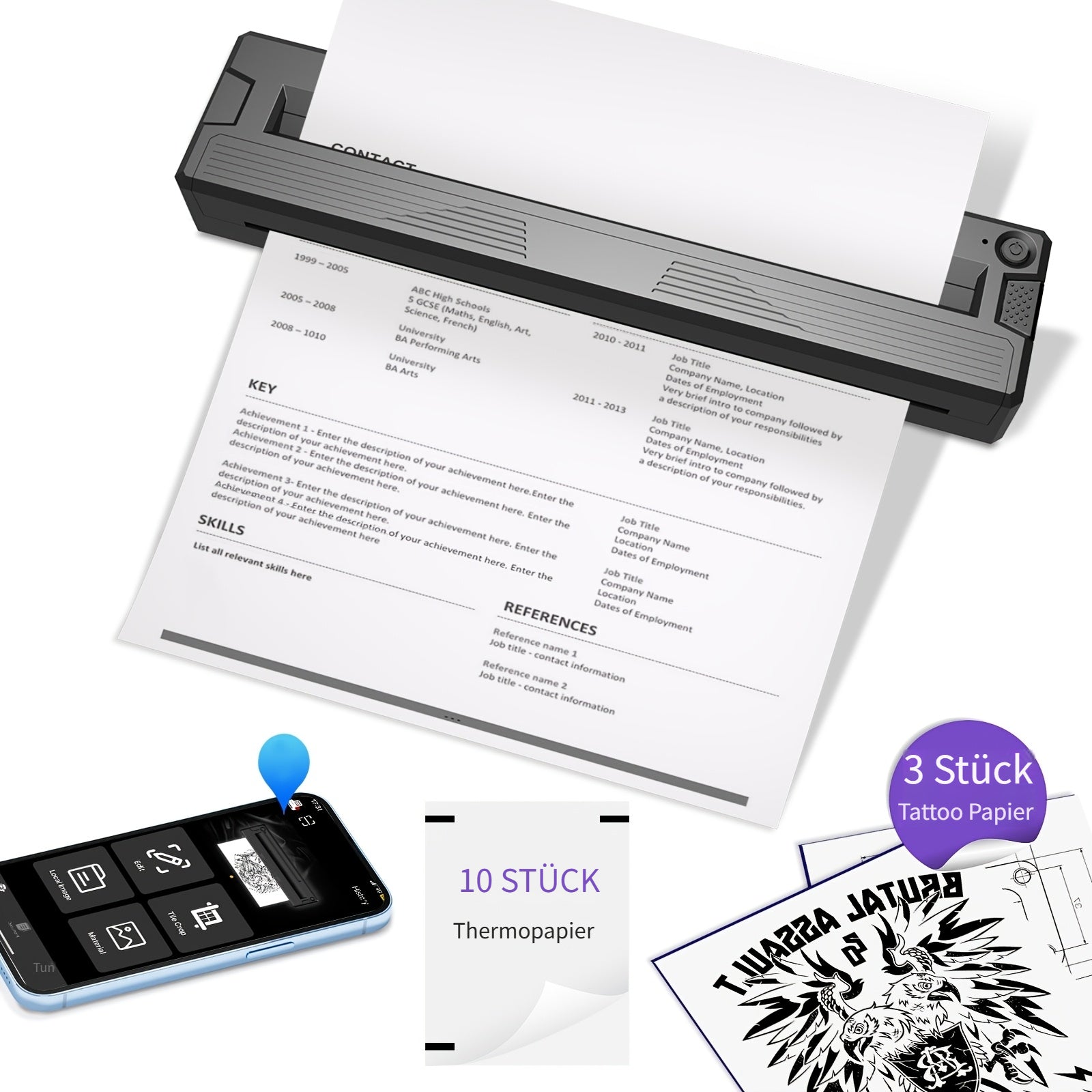 Tragbarer Thermodrucker, 21,59 cm für Homeoffice und Reisen – Detailansicht 3