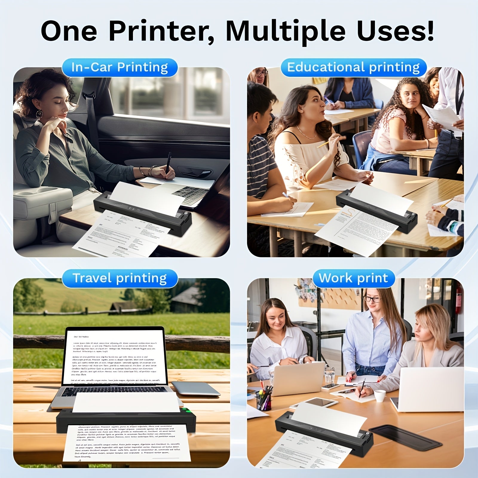 Tragbarer Thermodrucker, 21,59 cm für Homeoffice und Reisen – Detailansicht 6
